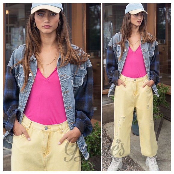 POL Out of the Woods Plaid and Denim Jacket - Picture 7 of 12